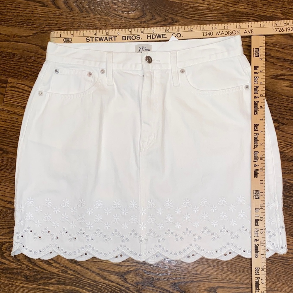 NWT J. Crew Mini Skirt White Eyelet Denim size 30 - Picture 2 of 9
